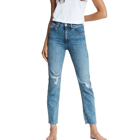 Rag & Bone Blue Nina High-Rise Ankle Cigarette Jean New With Tag